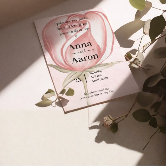 Spring Summer Blush Pink Garden Wedding  招待状