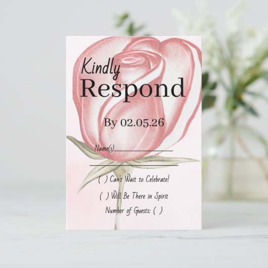 Spring Summer Blush Pink Garden Wedding RSVP (スタンド正面)