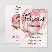 Spring Summer Blush Pink Garden Wedding RSVP (正面/裏面)