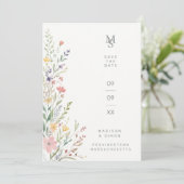 Spring Sweet Wildflowers Branches Wedding Pink セーブザデート (スタンド正面)