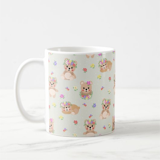Spring teddy bear コーヒーマグカップ (左)