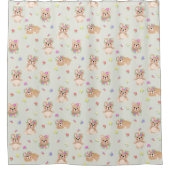 Spring teddy bear シャワーカーテン (正面)