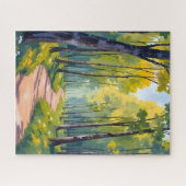 Spring Trail | Green Forest Watercolor Nature ジグソーパズル (横)