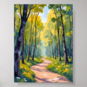 Spring Trail | Green Forest Watercolor Nature ポスター (正面)