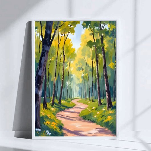 Spring Trail | Green Forest Watercolor Nature ポスター