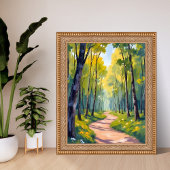 Spring Trail | Green Forest Watercolor Nature ポスター