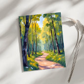 Spring Trail | Green Forest Watercolor Nature ポストカード