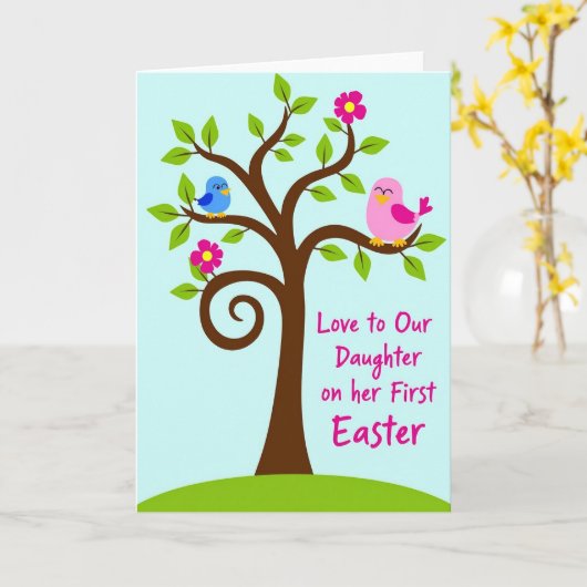 Spring Tree Daughter Easter Card カード (黄色い花)