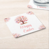 Spring Tree Easter Egg Hunt スクエアペーパーコースター (アングル)