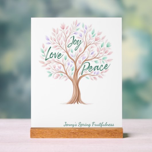 Spring Tree with Scripture – Personalized Easter アクリルサイン (ニュートラル)