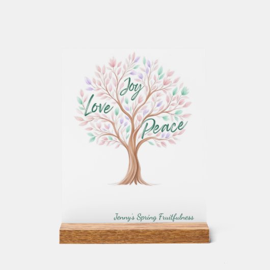 Spring Tree with Scripture – Personalized Easter アクリルサイン (正面)