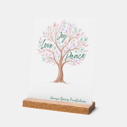 Spring Tree with Scripture – Personalized Easter アクリルサイン (傾斜)