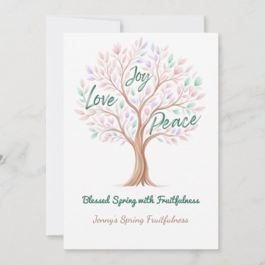 Spring Tree with Scripture – Personalized Easter シーズンカード (正面)