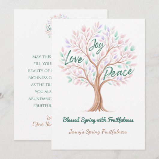 Spring Tree with Scripture – Personalized Easter シーズンカード (正面/裏面)