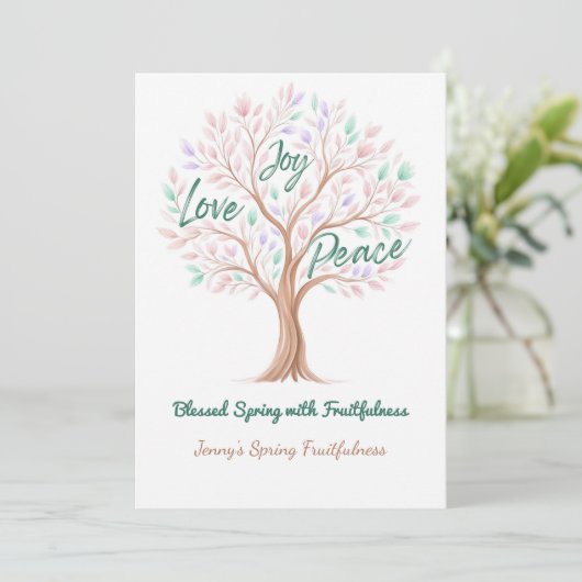 Spring Tree with Scripture – Personalized Easter シーズンカード (スタンド正面)