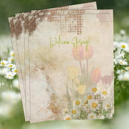 Spring Tulips Distressed Scrapbook Paper レターヘッド