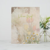 Spring Tulips Distressed Scrapbook Paper レターヘッド (スタンド正面)