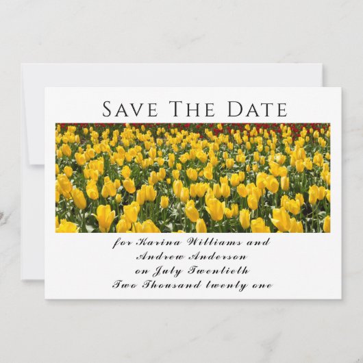 Spring Tulips Flat Save The Date Card セーブザデート (正面)