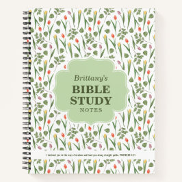 Spring Tulips Pattern Personalized Bible Study ノートブック