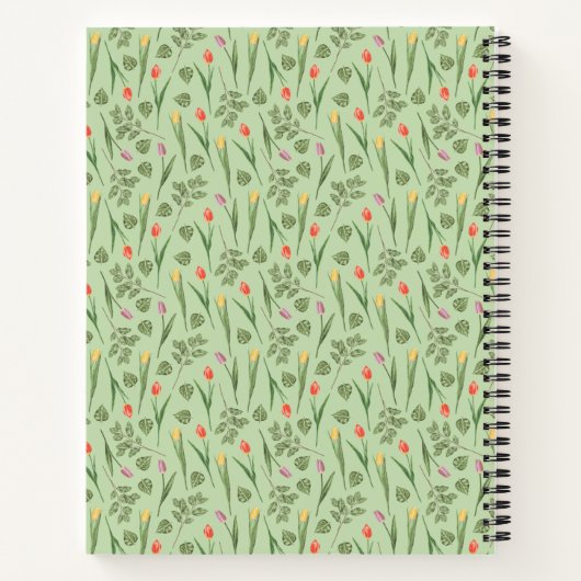 Spring Tulips Pattern Personalized Bible Study ノートブック (裏面)