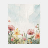 Spring watercolor フリースブランケット (正面)