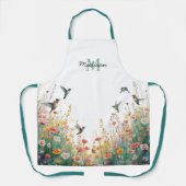 Spring Watercolor Birds Floral Monogram Wildflower エプロン (正面)