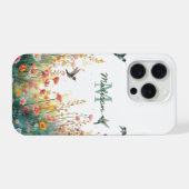 Spring Watercolor Birds Floral Monogram Wildflower iPhoneケース (裏面横)