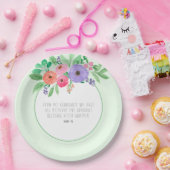 Spring Watercolor Floral John 1:16 ペーパープレート (パーティー)