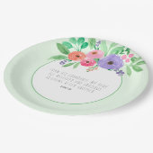 Spring Watercolor Floral John 1:16 ペーパープレート (アングル)