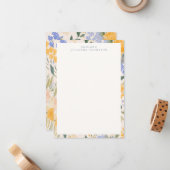 Spring Watercolor Floral Personalized Desk Name ノートカード (正面/裏面インサイチュ)