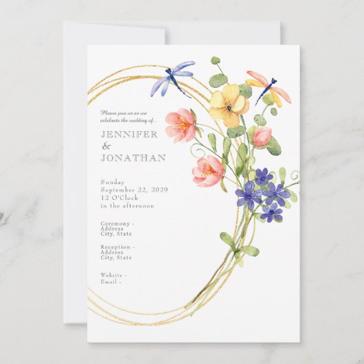 Spring Watercolor Floral Wedding Invitation 招待状 (正面)