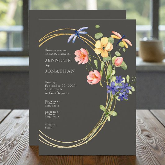 Spring Watercolor Floral Wedding Invitation 招待状