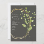 Spring Watercolor Green Leaves Wedding Invitation 招待状 (正面)
