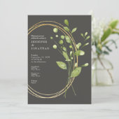 Spring Watercolor Green Leaves Wedding Invitation 招待状 (スタンド正面)
