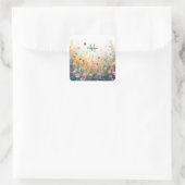 Spring Watercolor ladybug Floral Monogram Wildflow スクエアシール (バッグ)