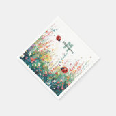 Spring Watercolor ladybug Floral Monogram Wildflow スタンダードカクテルナプキン (角)