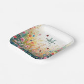 Spring Watercolor ladybug Floral Monogram Wildflow ペーパープレート (傾斜あり)