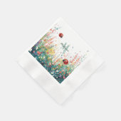 Spring Watercolor ladybug Floral Monogram Wildflow 縁ありカクテルナプキン (角)