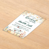 Spring Watercolor ladybug Floral Wildflower Name アクリル招待状 (レイダウン)