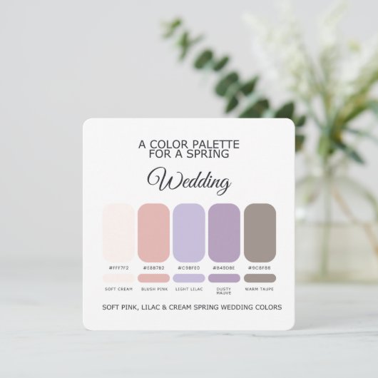 Spring Wedding Color Palette 2026 Card 招待状 (スタンド正面)