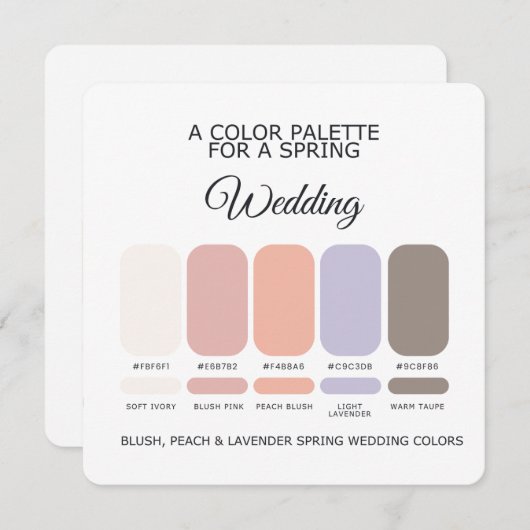 Spring Wedding Colors Palette 2026 Card 招待状 (正面/裏面)