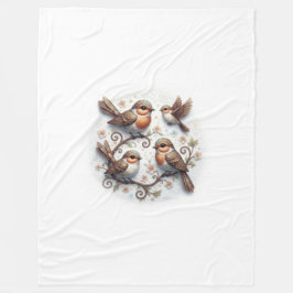 Spring Whispers on the Branches フリースブランケット