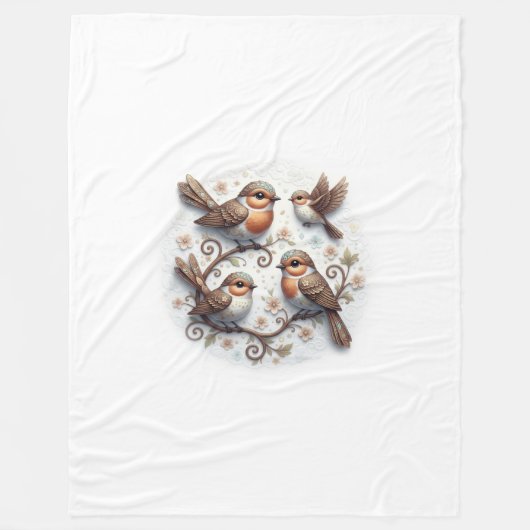 Spring Whispers on the Branches フリースブランケット (正面)