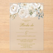 Spring white flower Wedding Invitation in Spanish アクリル招待状 (正面)