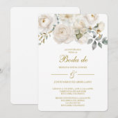 Spring white flower Wedding Invitation in Spanish 招待状 (正面/裏面)
