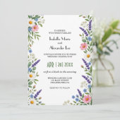 Spring+Wildflower+モダン+結婚式QRコード 招待状 (スタンド正面)