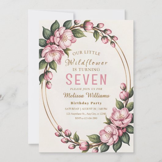 Spring Wildflower Birthday Party 招待状 (正面)