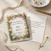 Spring Wildflower Border Wedding Congratulations カード