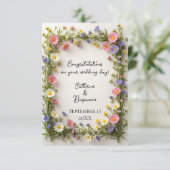 Spring Wildflower Border Wedding Congratulations カード (スタンド正面)
