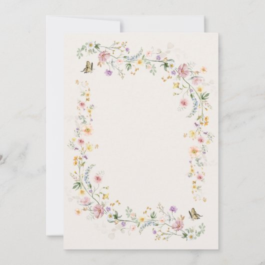 Spring Wildflower Butterfly Bridal Tea 招待状 (裏面)